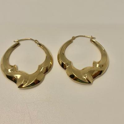 LOT 25:  14K MB 3.3g Pierced Hoops & 1.9g JCM CZ Lever Back Pierced Earrings