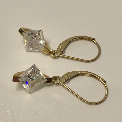 LOT 25:  14K MB 3.3g Pierced Hoops & 1.9g JCM CZ Lever Back Pierced Earrings