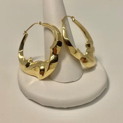 LOT 25:  14K MB 3.3g Pierced Hoops & 1.9g JCM CZ Lever Back Pierced Earrings