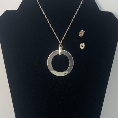 LOT 28: Hard to find Set! 23.4g Sterling Silver Tiffany & Co. 1837 Vintage Large Circle Pendant Necklace w/ 18" Chain &...