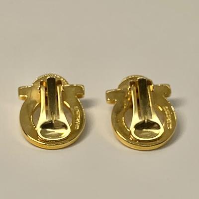 LOT 31: Salvatore Ferragamo Clip On 1â€ Wide Pearl Earrings