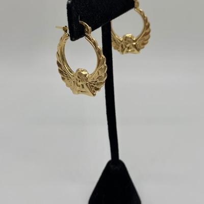 LOT 33: 14k MA 585 2.6g Michael Anthony Angel Yellow Gold Hoops