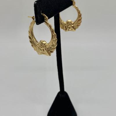 LOT 33: 14k MA 585 2.6g Michael Anthony Angel Yellow Gold Hoops