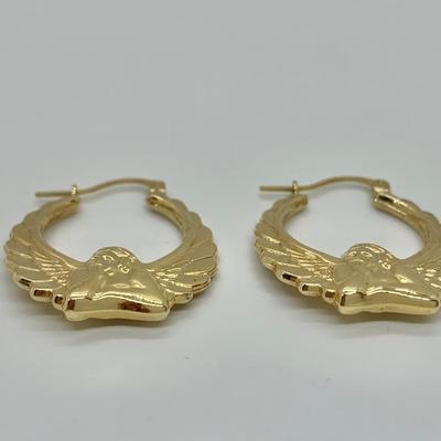 LOT 33: 14k MA 585 2.6g Michael Anthony Angel Yellow Gold Hoops