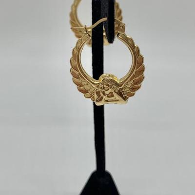 LOT 33: 14k MA 585 2.6g Michael Anthony Angel Yellow Gold Hoops
