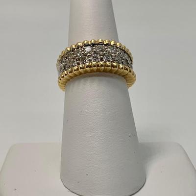 LOT 34: 14k 8.25g Diamond Two-Tone Yellow & White Gold Ring - Size 7