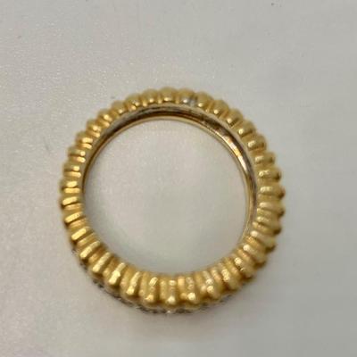 LOT 34: 14k 8.25g Diamond Two-Tone Yellow & White Gold Ring - Size 7