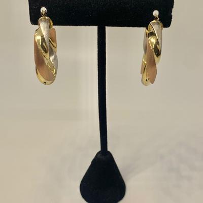 LOT 44:  18k 6g Tri Color Italy Hoops
