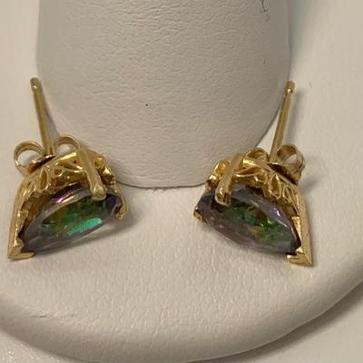 LOT 46: 14k 1.7g Fire Opal Post Pierced Earrings