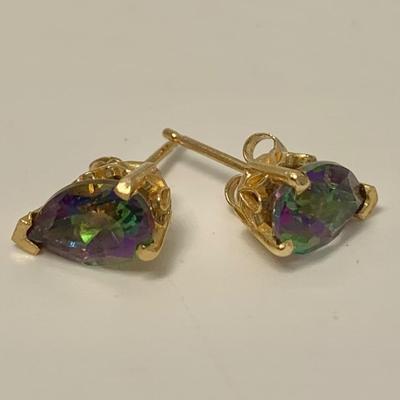 LOT 46: 14k 1.7g Fire Opal Post Pierced Earrings