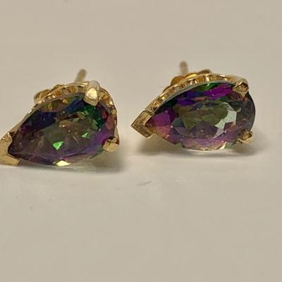 LOT 46: 14k 1.7g Fire Opal Post Pierced Earrings