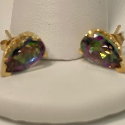 LOT 46: 14k 1.7g Fire Opal Post Pierced Earrings