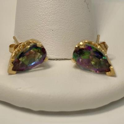 LOT 46: 14k 1.7g Fire Opal Post Pierced Earrings