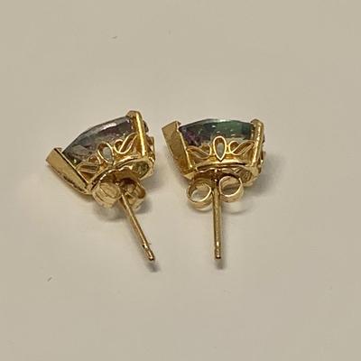 LOT 46: 14k 1.7g Fire Opal Post Pierced Earrings
