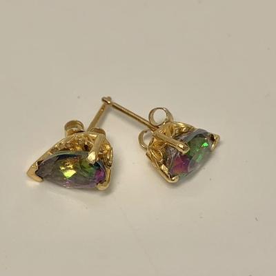 LOT 46: 14k 1.7g Fire Opal Post Pierced Earrings