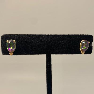LOT 46: 14k 1.7g Fire Opal Post Pierced Earrings