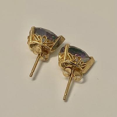 LOT 46: 14k 1.7g Fire Opal Post Pierced Earrings