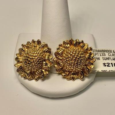 LOT 48: 14k 3.8g New Sunflower Pierced Post Earrings