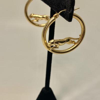 LOT 49: 14k 4.1g Yellow Gold Cougar Pierced Hoops