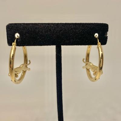 LOT 49: 14k 4.1g Yellow Gold Cougar Pierced Hoops