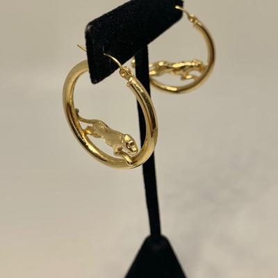 LOT 49: 14k 4.1g Yellow Gold Cougar Pierced Hoops