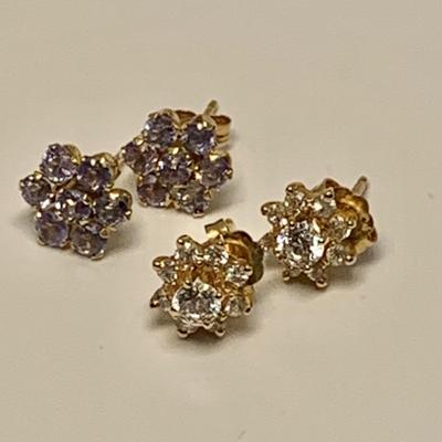 LOT 51: 14k 2.4g TW   Tanzanite & White Topaz, 2 Pair