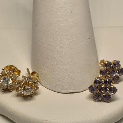 LOT 51: 14k 2.4g TW   Tanzanite & White Topaz, 2 Pair