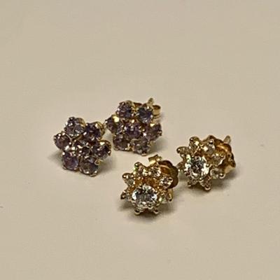LOT 51: 14k 2.4g TW   Tanzanite & White Topaz, 2 Pair