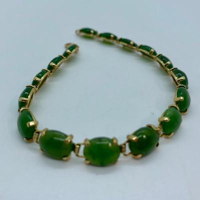 LOT 54: Town & Country Green Jade Tennis Bracelet - 7.5"
