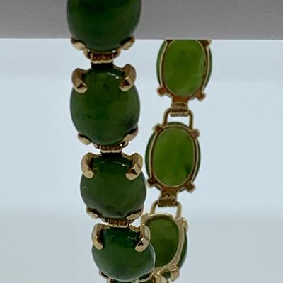 LOT 54: Town & Country Green Jade Tennis Bracelet - 7.5"