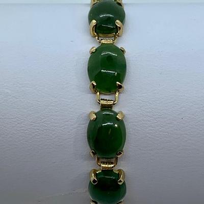LOT 54: Town & Country Green Jade Tennis Bracelet - 7.5"