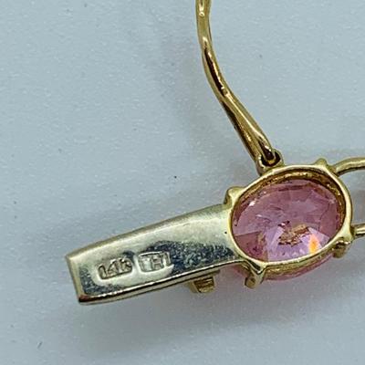 LOT 55: Pink Gemstone 7" 14K Gold Tennis Bracelet - 11 gtw