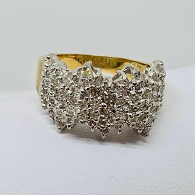 LOT 90: Diamond Cluster Ring - 14K Gold - Size 7 - 5.11 gtw