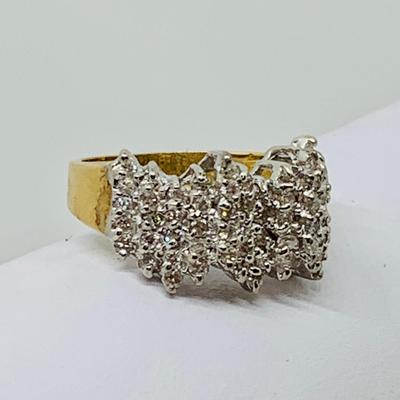 LOT 90: Diamond Cluster Ring - 14K Gold - Size 7 - 5.11 gtw