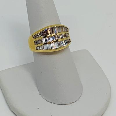 LOT 95: 14K Gold & CZ Size 8 Ring - 9.49 gtw