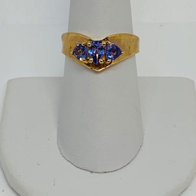 LOT 103: Tanzanite 14K Gold Size 8 Ring - 4.18 gtw