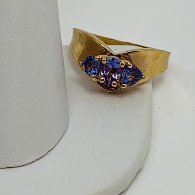 LOT 103: Tanzanite 14K Gold Size 8 Ring - 4.18 gtw