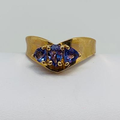 LOT 103: Tanzanite 14K Gold Size 8 Ring - 4.18 gtw
