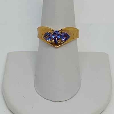 LOT 103: Tanzanite 14K Gold Size 8 Ring - 4.18 gtw