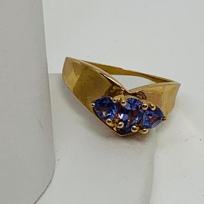 LOT 103: Tanzanite 14K Gold Size 8 Ring - 4.18 gtw