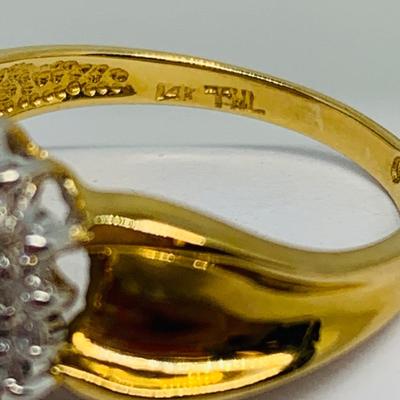 LOT 108: 14K Gold Tanzanite w/ Diamond Halo Size 7.5 Ring - 3.5 gtw