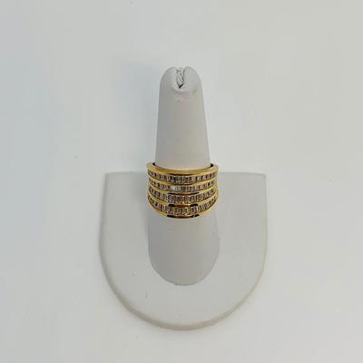 LOT 114: 14K Gold & CZ Size 8.5 Ring - 6.88 gtw