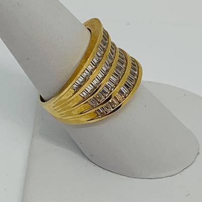 LOT 114: 14K Gold & CZ Size 8.5 Ring - 6.88 gtw