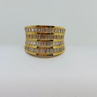 LOT 114: 14K Gold & CZ Size 8.5 Ring - 6.88 gtw
