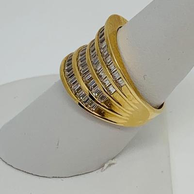 LOT 114: 14K Gold & CZ Size 8.5 Ring - 6.88 gtw