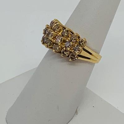 LOT 119: Diamond Cluster Ring - 14K Gold - Size 7 - 5.72 gtw