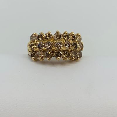 LOT 119: Diamond Cluster Ring - 14K Gold - Size 7 - 5.72 gtw