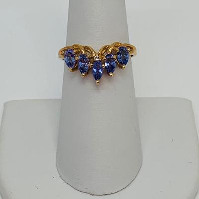 LOT 129: Tanzanite 14K Gold Size 8 Ring - 3.03 gtw
