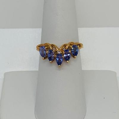 LOT 129: Tanzanite 14K Gold Size 8 Ring - 3.03 gtw