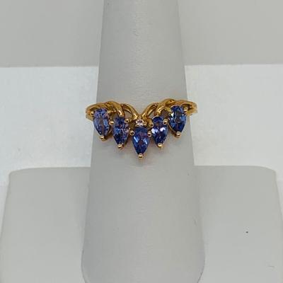 LOT 129: Tanzanite 14K Gold Size 8 Ring - 3.03 gtw